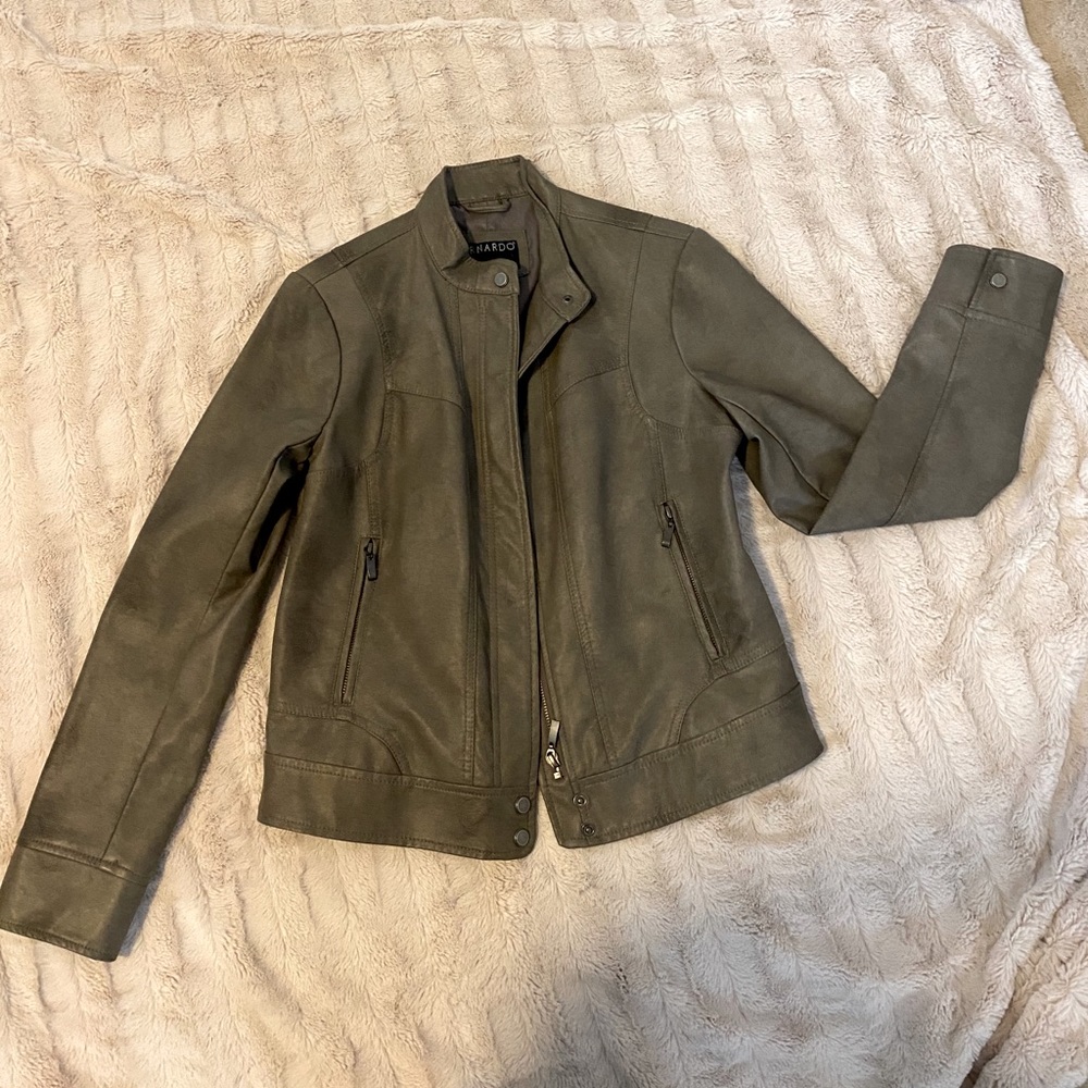 Gray leather jacket